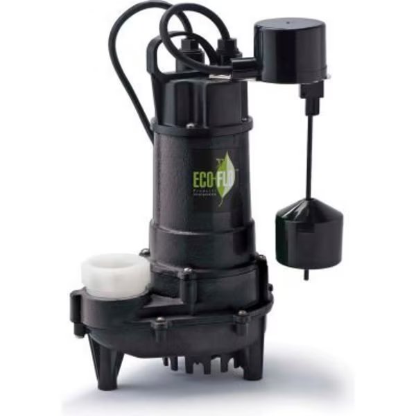 Eco-Flo ECD75V Submersible Sump Pump, Cast Iron, 3/4 HP, 6000 GPH, Eco Flo Products, Mfr#: ECD75V